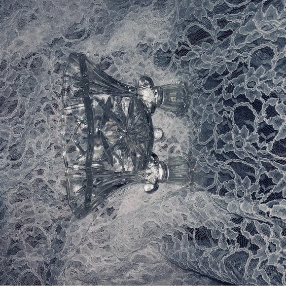 Vintage Dual prescut Candle Holder by Anchor Hocking, Star of David pattern - Picture 5 of 9